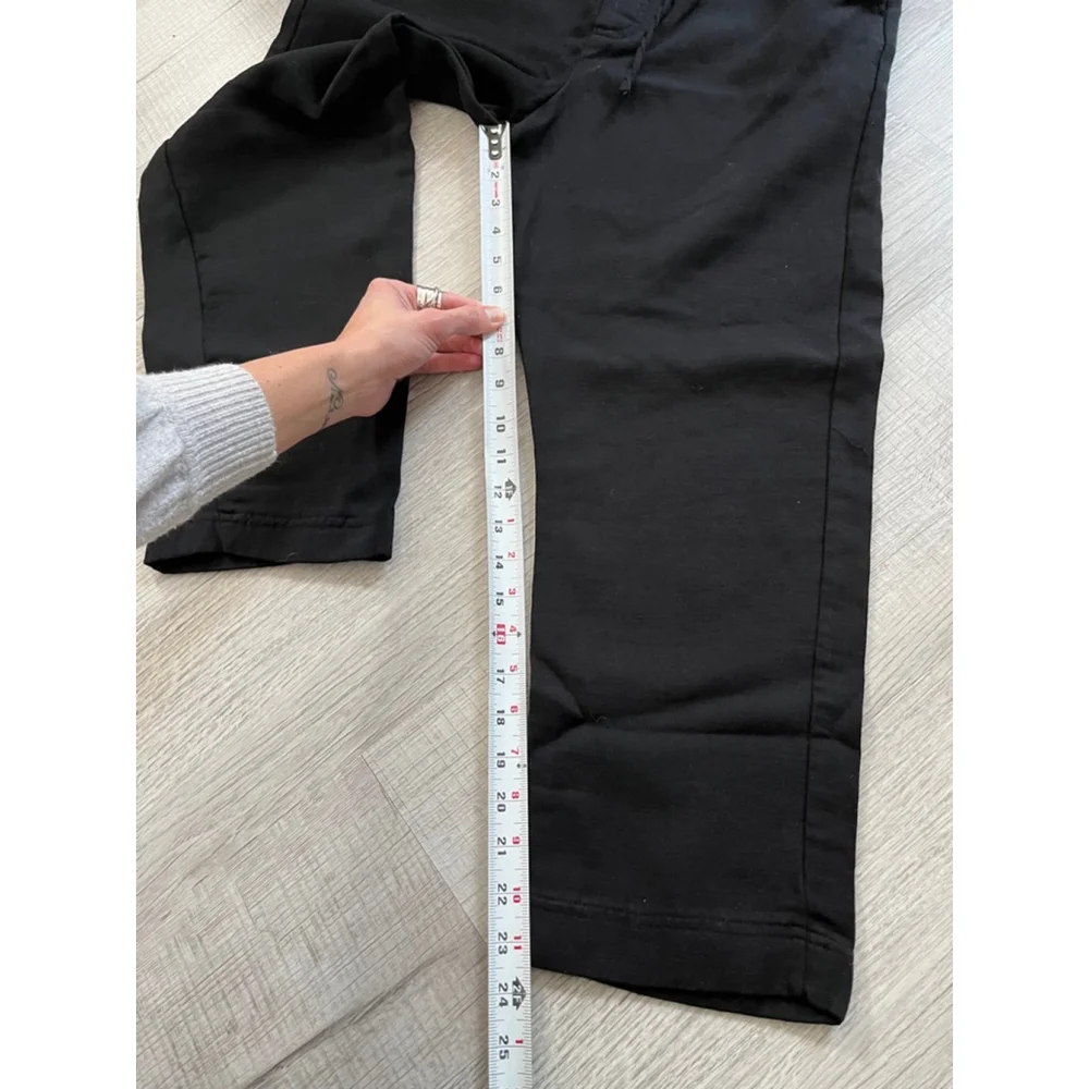 Zara NWOT cropped linen blend pull on black pants size M